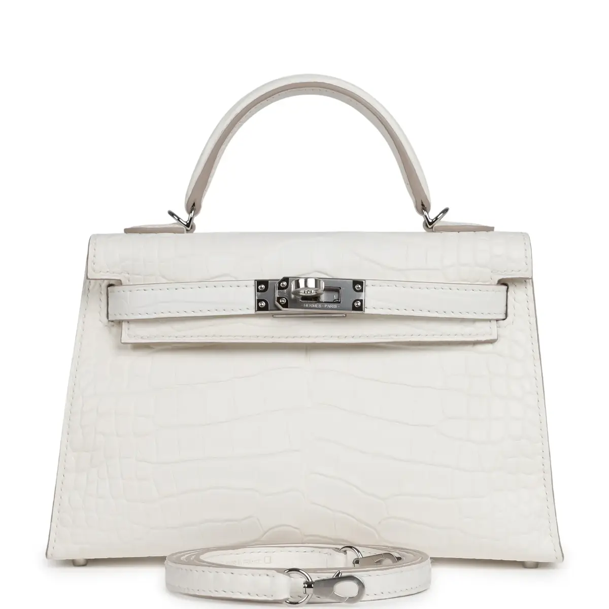 HERMÈS Hermes Kelly Sellier 20 Creme Chantilly Matte Alligator Palladium Hardware | Image 1 HERMÈS Hermes Kelly Sellier 20 Creme Chantilly Matte Alligator Palladium Hardware | Image 1