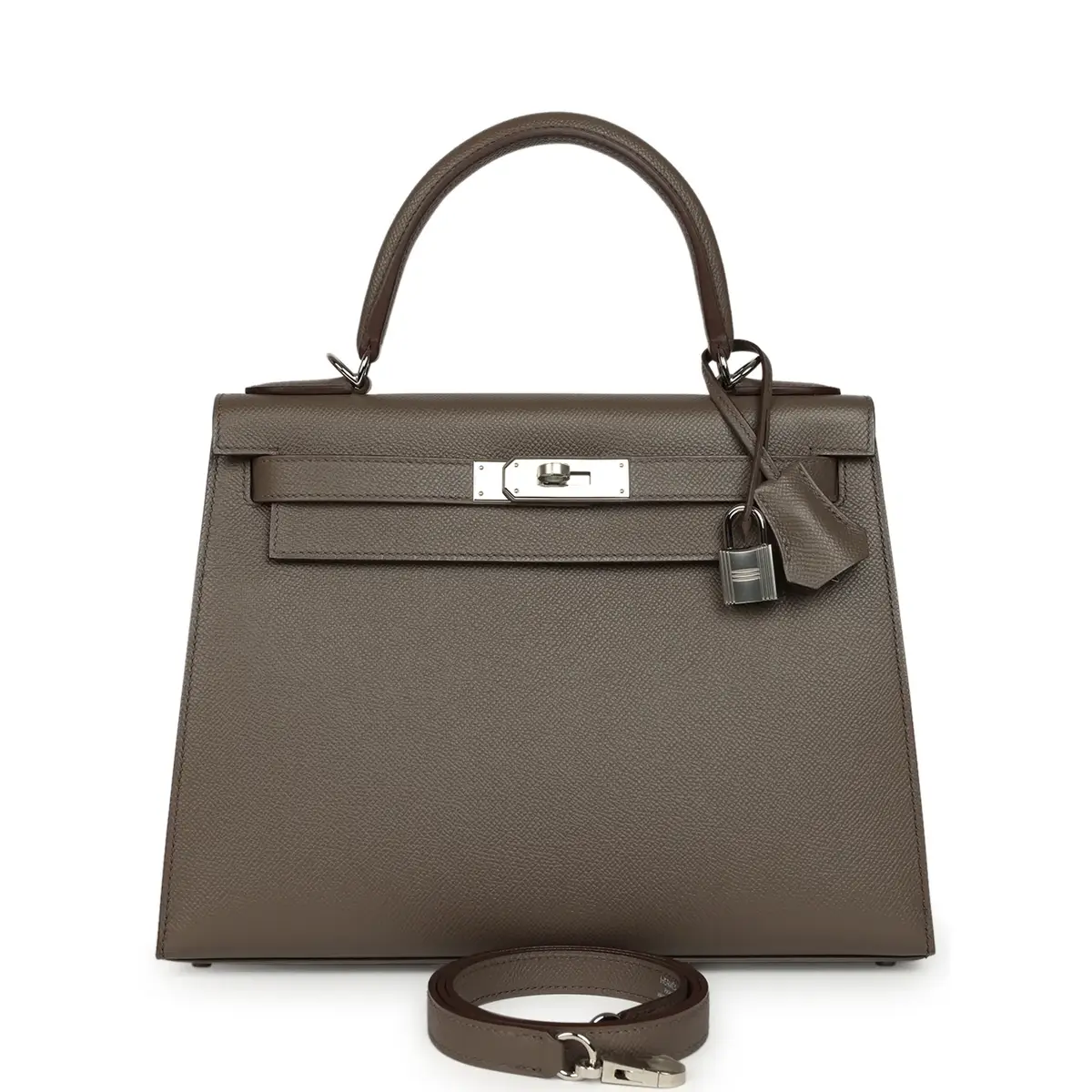 HERMÈS Hermes Kelly Sellier 28 Etain Epsom Palladium Hardware | Image 1 HERMÈS Hermes Kelly Sellier 28 Etain Epsom Palladium Hardware | Image 1