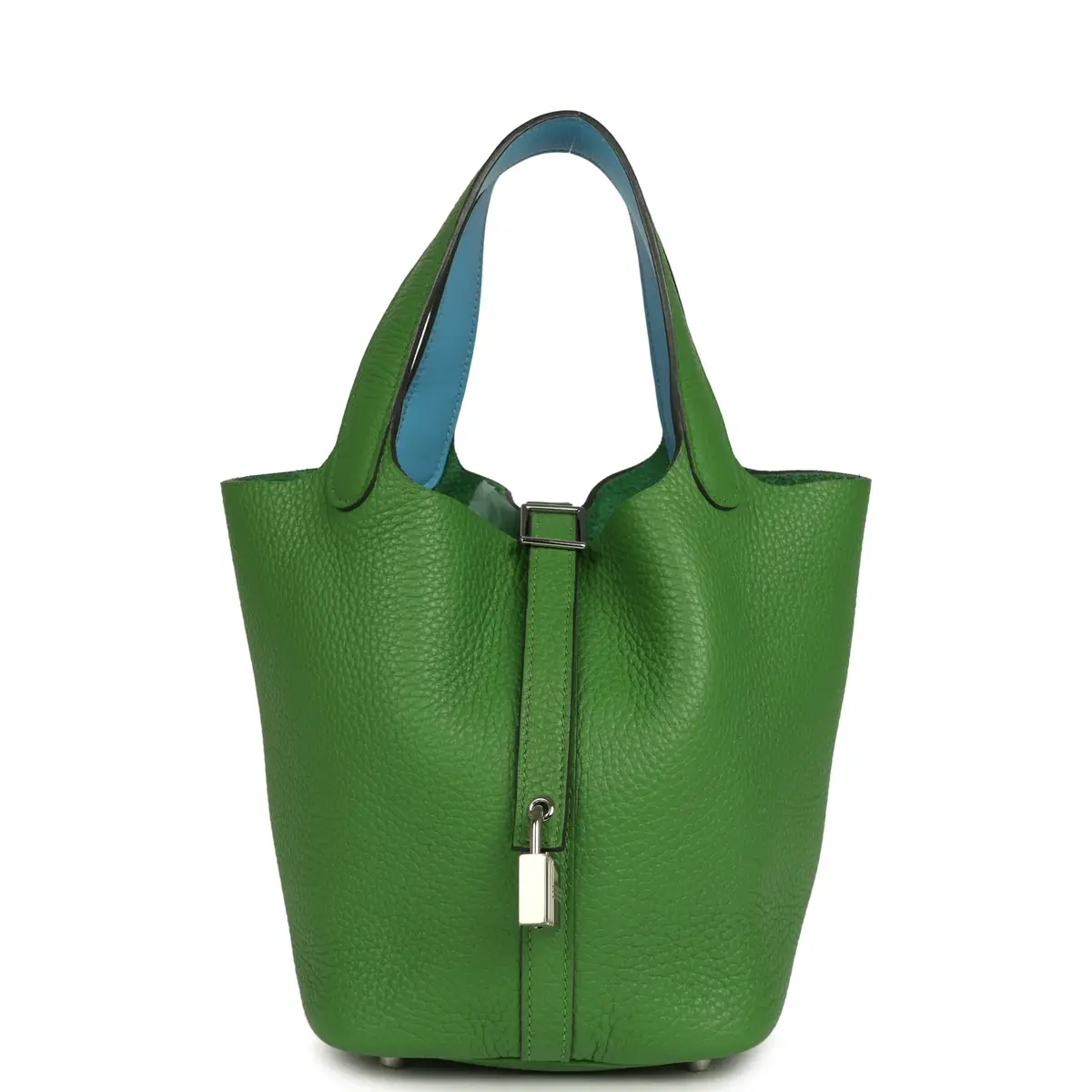 HERMÈS Hermes Picotin Lock 18 Eclat Vert Yucca Clemence, Celeste Swift Palladium Hardware | Image 1 HERMÈS Hermes Picotin Lock 18 Eclat Vert Yucca Clemence, Celeste Swift Palladium Hardware | Image 1