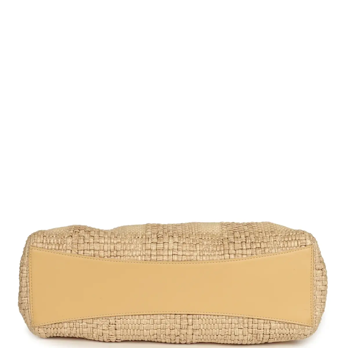 Chanel Pre-owned Chanel Small Shopping Bag Beige Braided Raffia Light Gold Hardware | Thumbnail 6