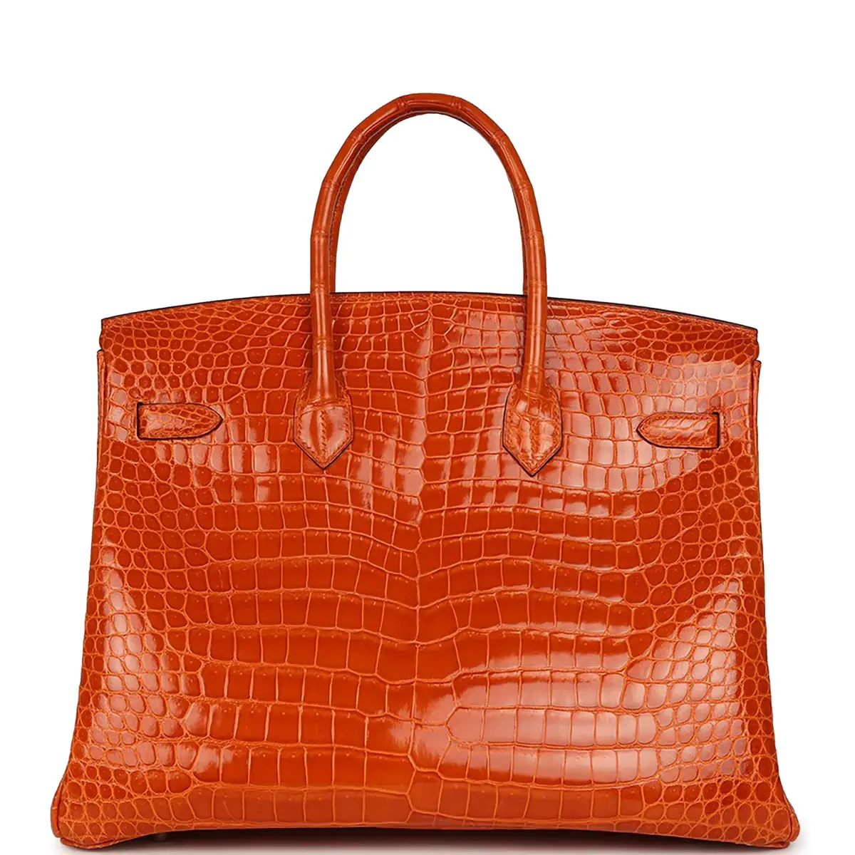HERMÈS Pre-owned Hermes Birkin 35 Orange Shiny Porosus Crocodile Palladium Hardware | Thumbnail 4 HERMÈS Pre-owned Hermes Birkin 35 Orange Shiny Porosus Crocodile Palladium Hardware | Thumbnail 4