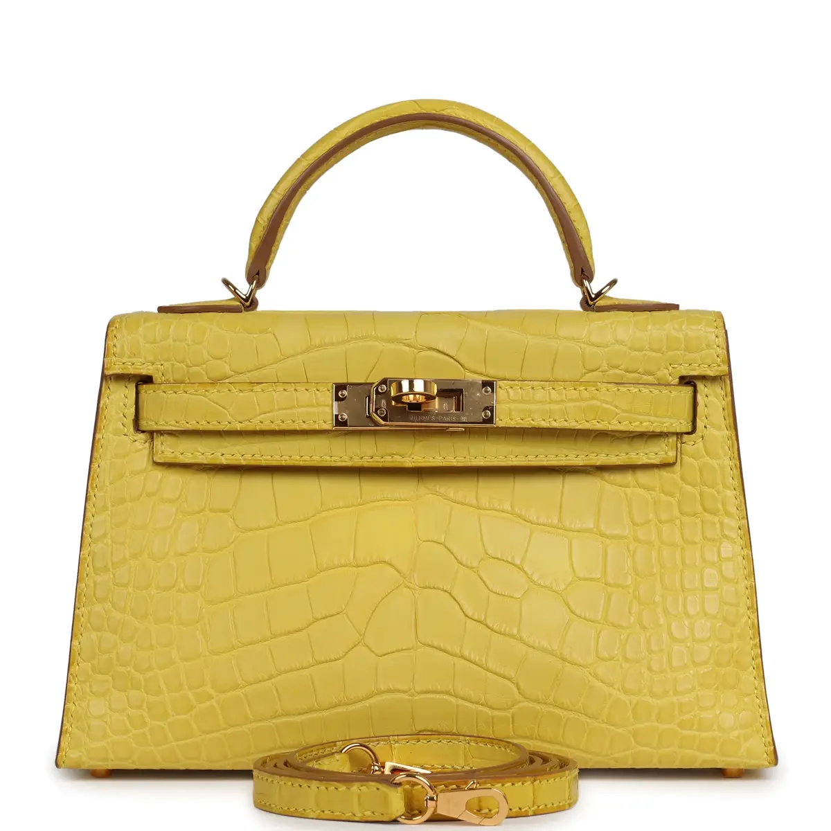 HERMÈS Pre-owned Hermes Kelly 20 Sellier Mimosa Matte Alligator Gold Hardware | Image 1 HERMÈS Pre-owned Hermes Kelly 20 Sellier Mimosa Matte Alligator Gold Hardware | Image 1