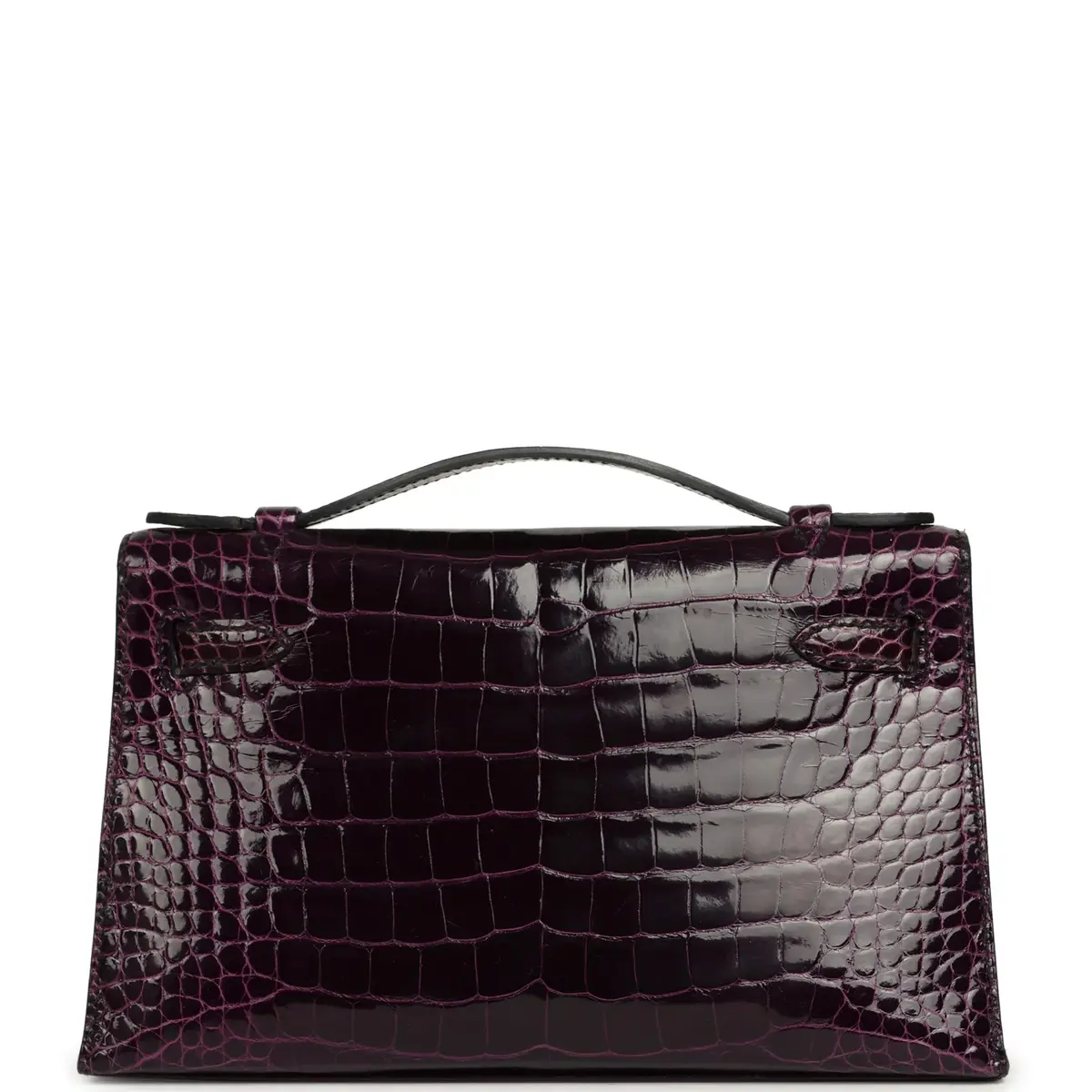 HERMÈS Pre-owned Hermes Kelly Pochette Aubergine Shiny Alligator Mississippiensis Gold Hardware | Thumbnail 4