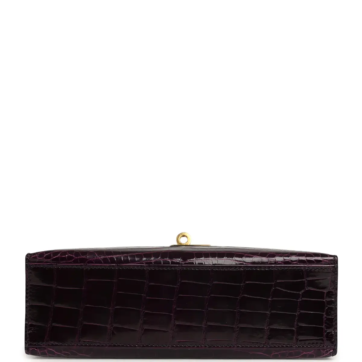 HERMÈS Pre-owned Hermes Kelly Pochette Aubergine Shiny Alligator Mississippiensis Gold Hardware | Thumbnail 6