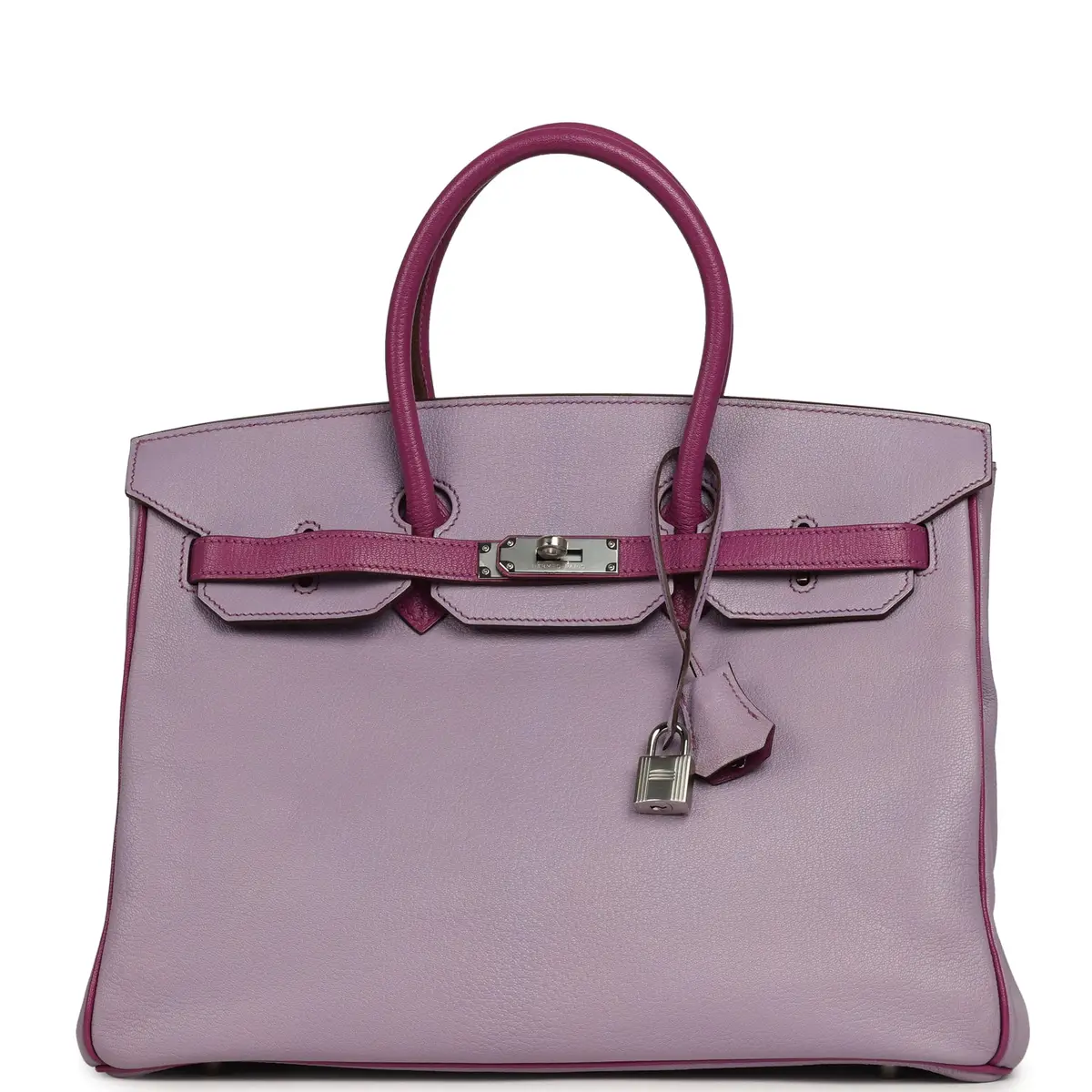 HERMÈS Pre-owned Hermes Special Order (HSS) Birkin 35 Lilac, Cyclamen Chevre Mysore Palladium Hardware | Image 1 HERMÈS Pre-owned Hermes Special Order (HSS) Birkin 35 Lilac, Cyclamen Chevre Mysore Palladium Hardware | Image 1