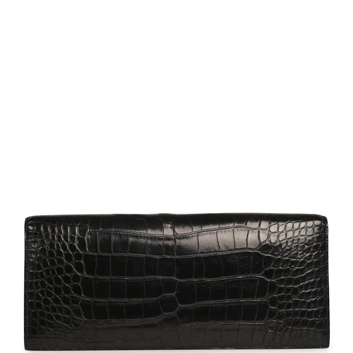 HERMÈS Pre-owned Hermes Verrou Clutch Black Matte Alligator Mississippiensis Palladium Hardware | Thumbnail 4 HERMÈS Pre-owned Hermes Verrou Clutch Black Matte Alligator Mississippiensis Palladium Hardware | Thumbnail 4