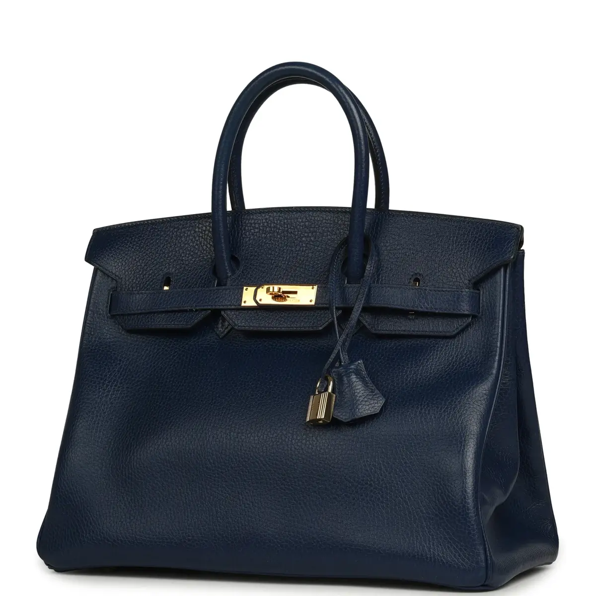 HERMÈS Vintage Hermes Birkin 35 Bleu Marine Ardennes Gold Hardware | Thumbnail 5 HERMÈS Vintage Hermes Birkin 35 Bleu Marine Ardennes Gold Hardware | Thumbnail 5