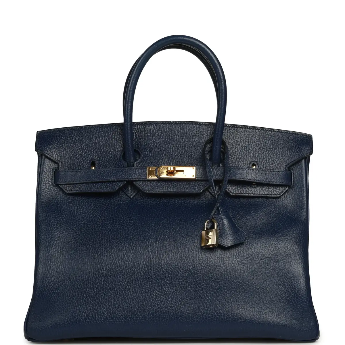 HERMÈS Vintage Hermes Birkin 35 Bleu Marine Ardennes Gold Hardware | Image 1 HERMÈS Vintage Hermes Birkin 35 Bleu Marine Ardennes Gold Hardware | Image 1