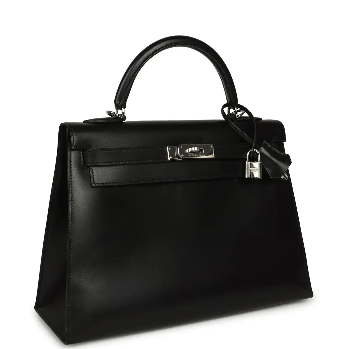HERMÈS Vintage Hermes Kelly Sellier 32 Black Box Palladium Hardware | Thumbnail 2