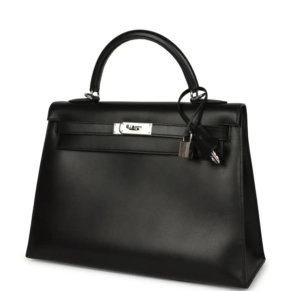 HERMÈS Vintage Hermes Kelly Sellier 32 Black Box Palladium Hardware | Thumbnail 5