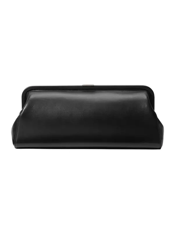 Angelica Large Leather Frame Clutch in Black - One Size by Michael Kors Collection