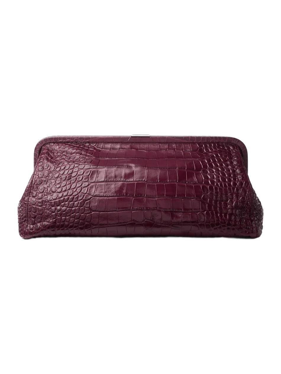 Michael Kors Collection Angelica Large Crocodile Embossed Leather Frame Clutch in Red - One Size by Michael Kors Collection