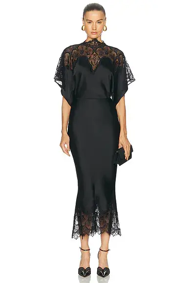 Norma Kamali Reverse Obie Midcalf Dress With Lace