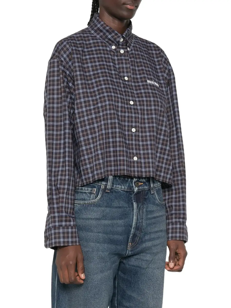 Miu Miu Cotton Plaid Shirt | Thumbnail 3 Miu Miu Cotton Plaid Shirt | Thumbnail 3