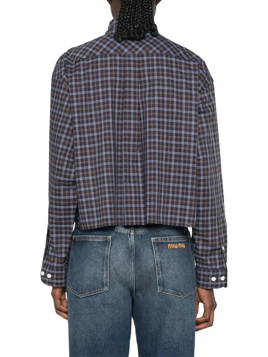 Miu Miu Cotton Plaid Shirt | Thumbnail 4 Miu Miu Cotton Plaid Shirt | Thumbnail 4