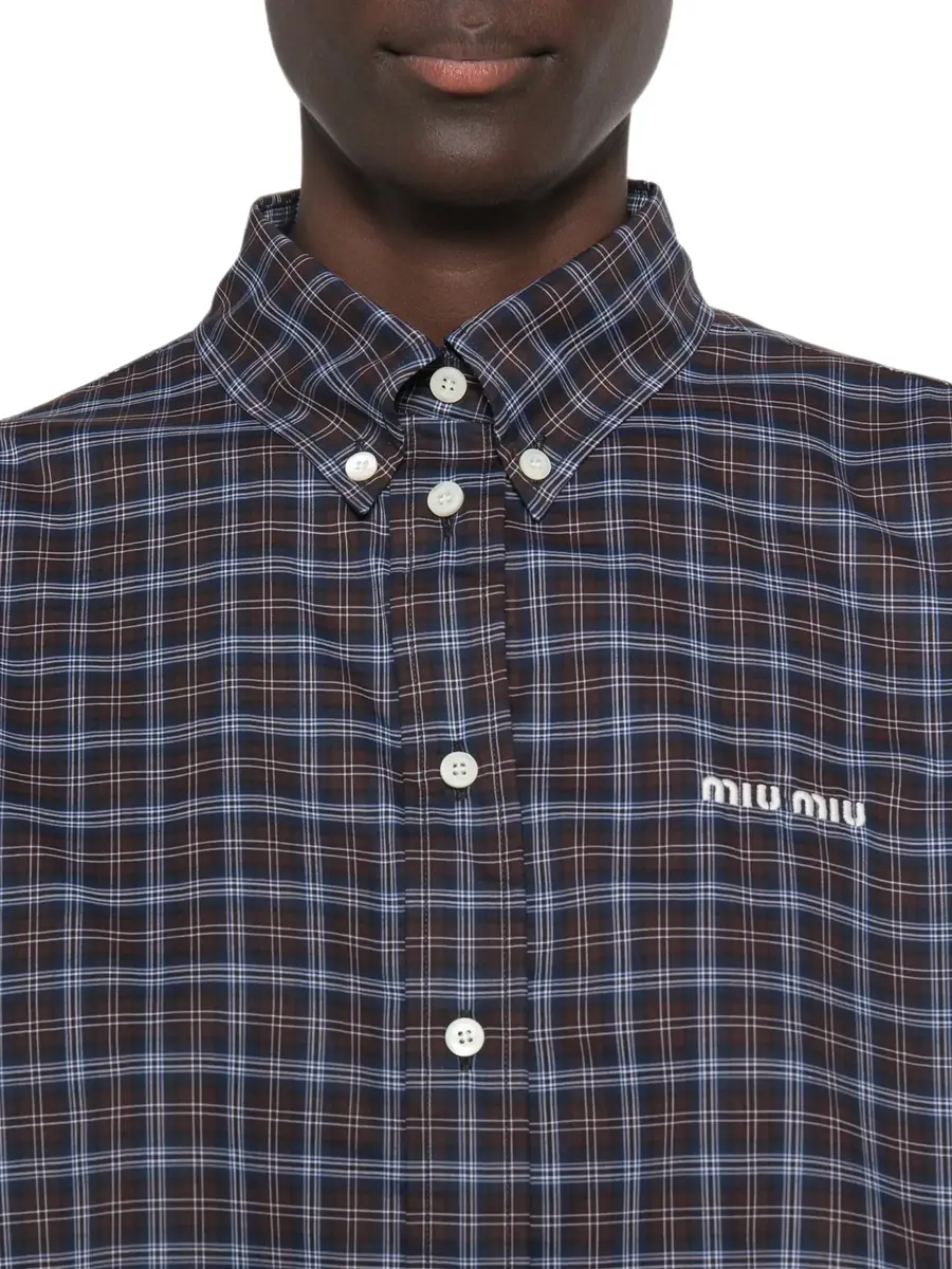 Miu Miu Cotton Plaid Shirt | Thumbnail 5 Miu Miu Cotton Plaid Shirt | Thumbnail 5