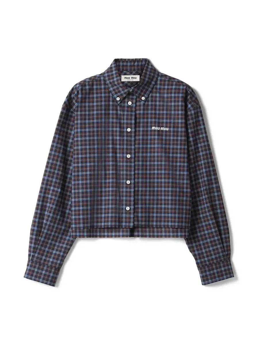 Miu Miu Cotton Plaid Shirt | Image 1 Miu Miu Cotton Plaid Shirt | Image 1