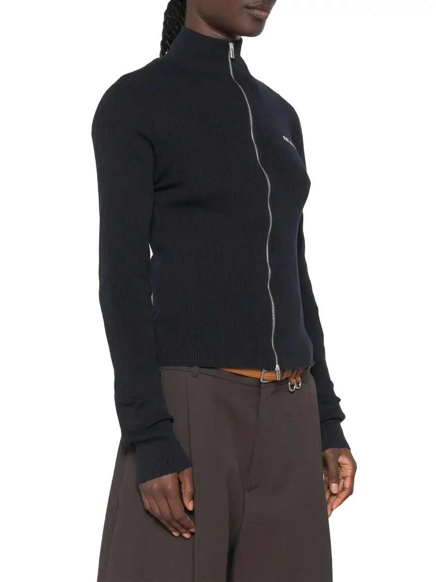 Miu Miu Cotton Zip-Up Cardigan | Thumbnail 3 Miu Miu Cotton Zip-Up Cardigan | Thumbnail 3
