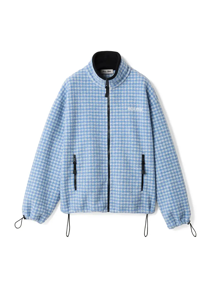 Miu Miu Gingham Check Fleece Jacket | Image 1 Miu Miu Gingham Check Fleece Jacket | Image 1