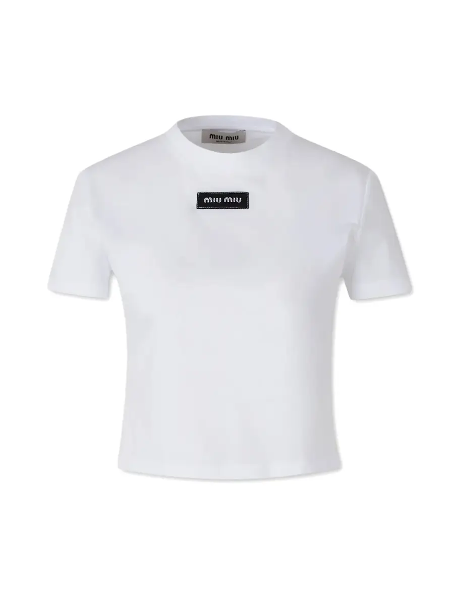 Miu Miu Logo Cotton Jersey T-Shirt | Image 1 Miu Miu Logo Cotton Jersey T-Shirt | Image 1