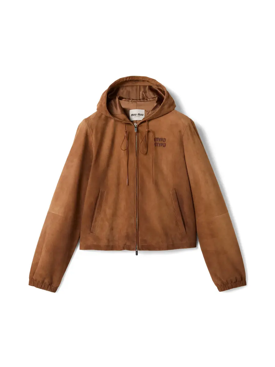 Miu Miu Waxed Suede Blouson Jacket | Image 1 Miu Miu Waxed Suede Blouson Jacket | Image 1