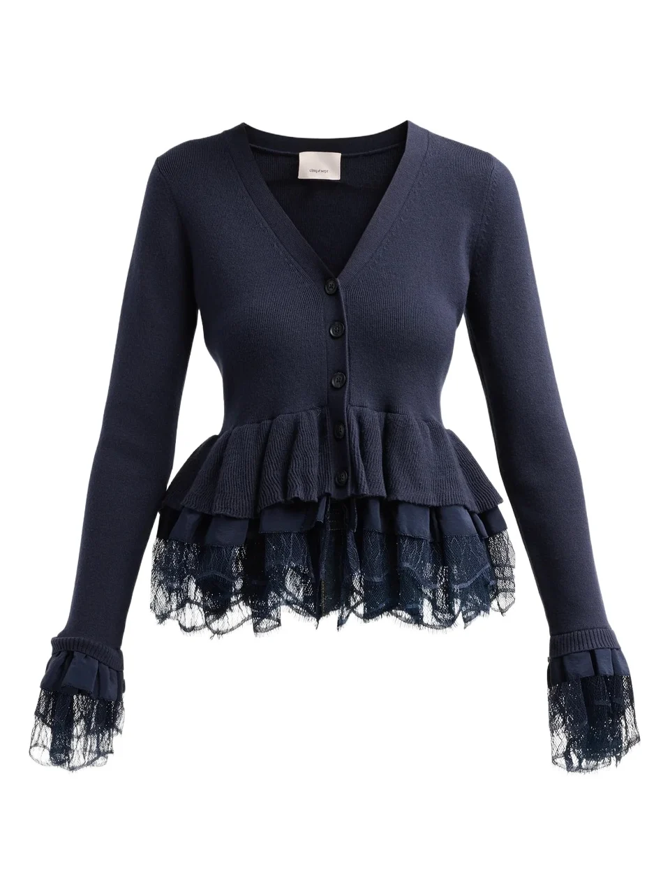Women's Dolly Ruffled Lace-Trimmed Peplum Cardigan