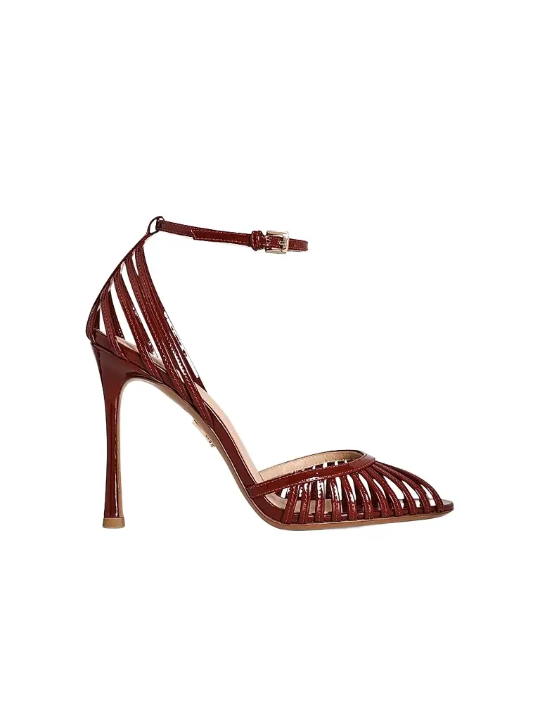 Retrofête Women's Analu Python-Embossed Leather Heel Sandals - Cigar | Image 1 Retrofête Women's Analu Python-Embossed Leather Heel Sandals - Cigar | Image 1