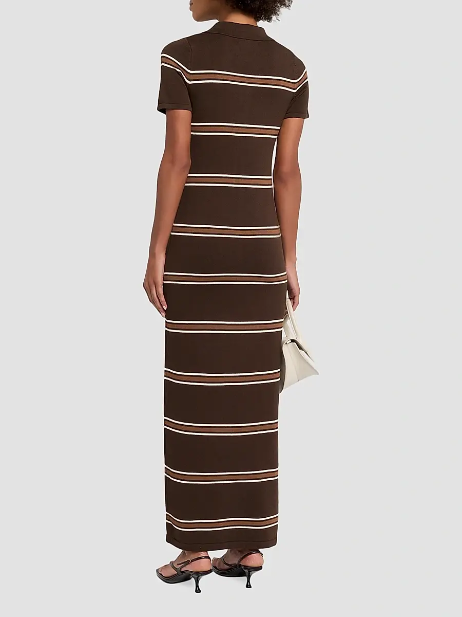 SEROYA Women's Sam Stripe Polo Maxi Dress | Thumbnail 3 SEROYA Women's Sam Stripe Polo Maxi Dress | Thumbnail 3