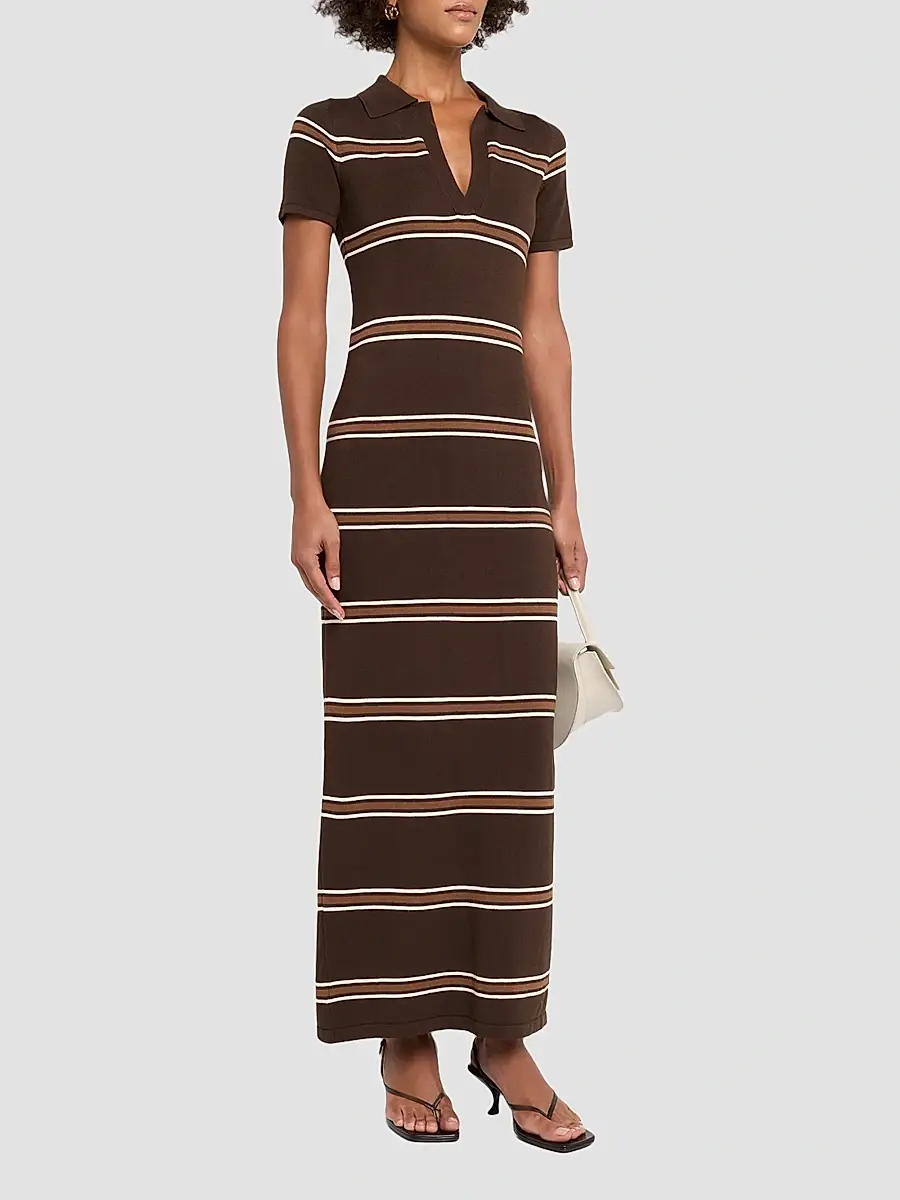 SEROYA Women's Sam Stripe Polo Maxi Dress | Thumbnail 4 SEROYA Women's Sam Stripe Polo Maxi Dress | Thumbnail 4