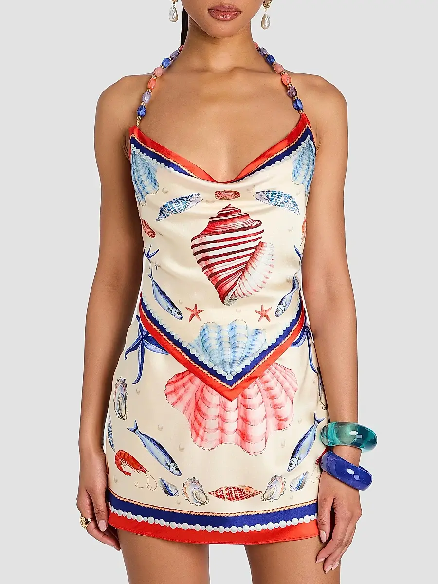 Retrofête Women's Creta Beaded Halter Mini Dress | Thumbnail 5 Retrofête Women's Creta Beaded Halter Mini Dress | Thumbnail 5