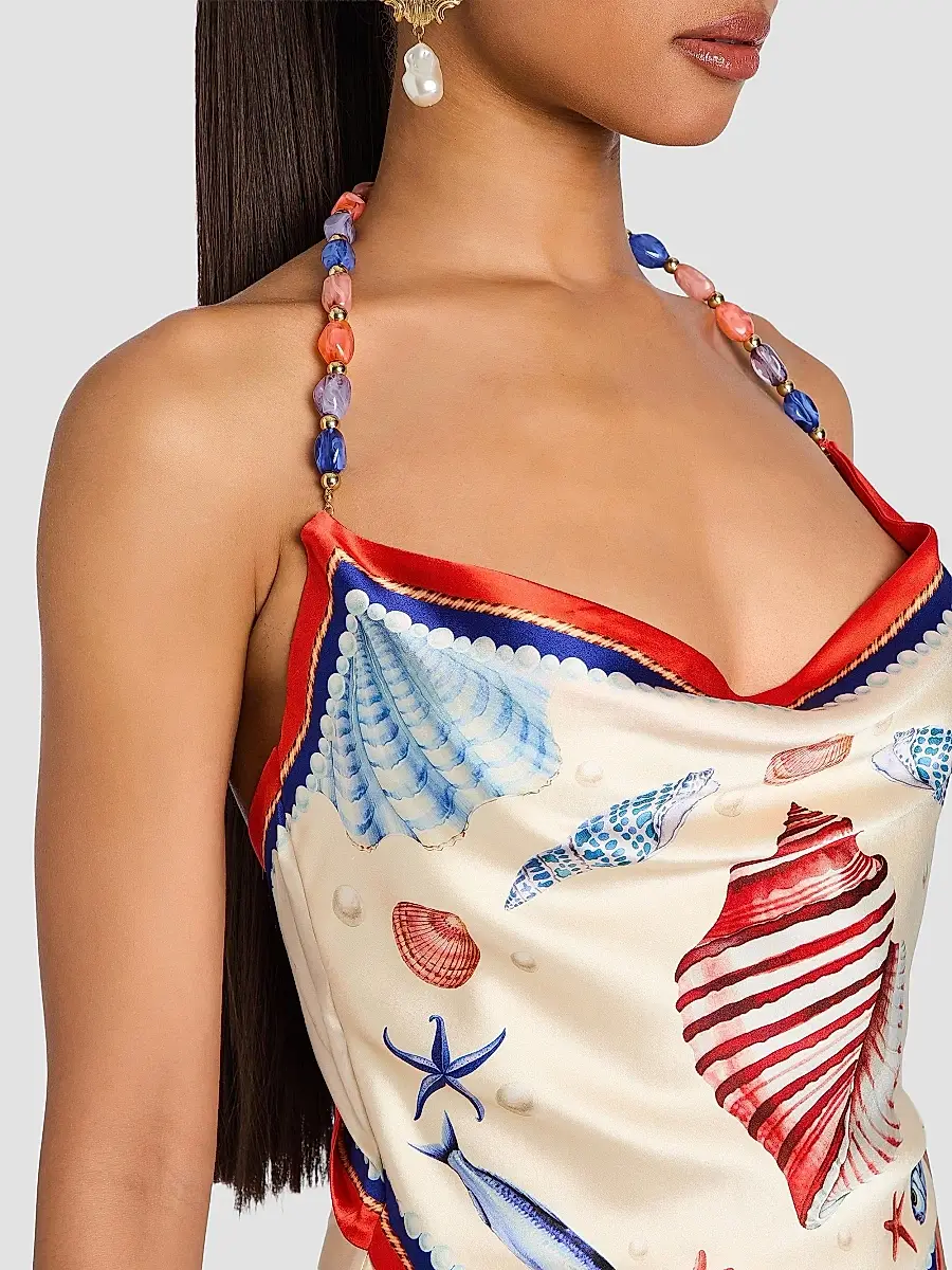 Retrofête Women's Creta Beaded Halter Mini Dress | Thumbnail 6 Retrofête Women's Creta Beaded Halter Mini Dress | Thumbnail 6