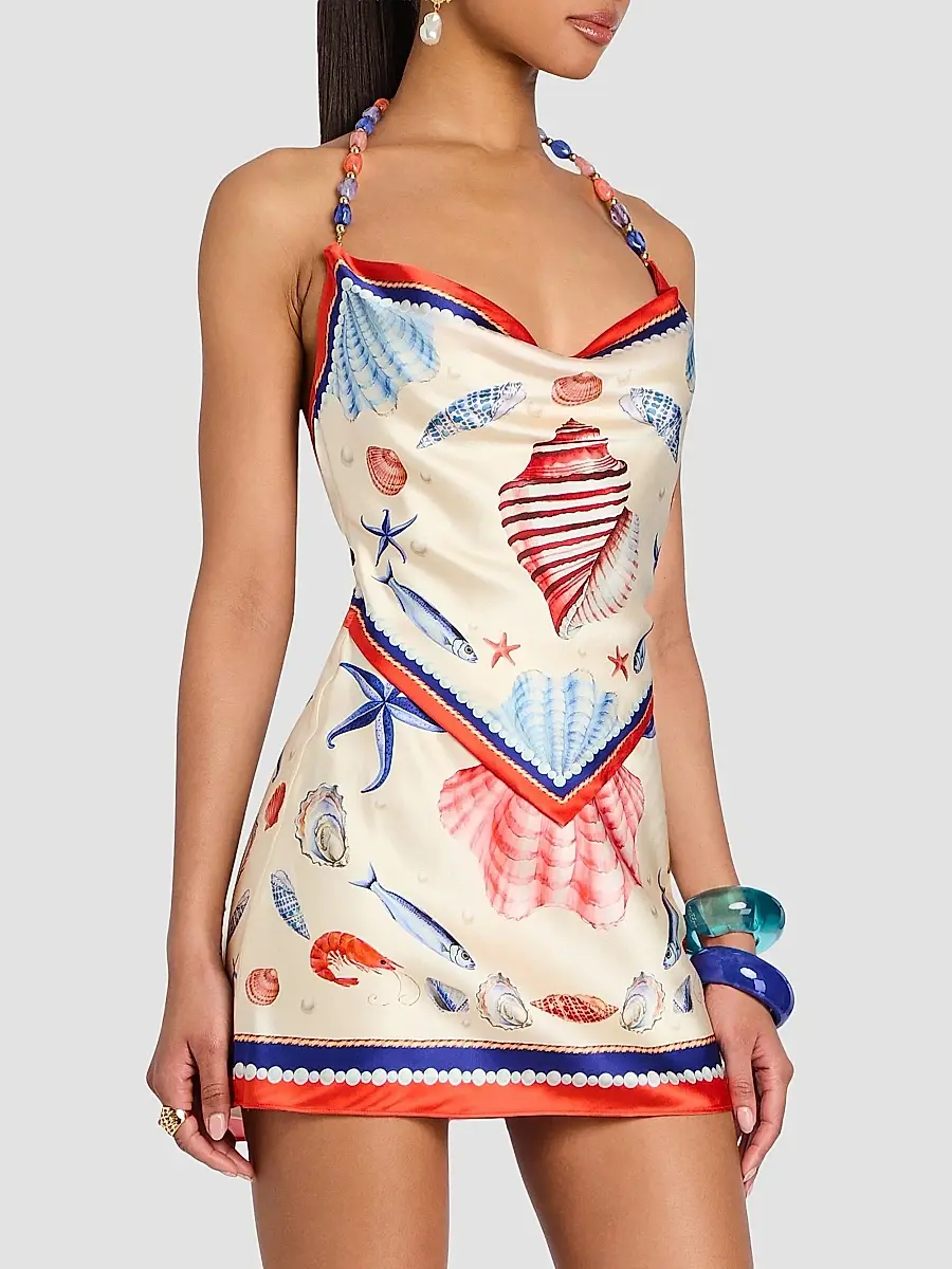 Retrofête Women's Creta Beaded Halter Mini Dress | Thumbnail 7 Retrofête Women's Creta Beaded Halter Mini Dress | Thumbnail 7