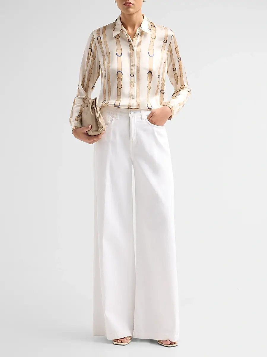 L'Agence Women's Tyler Belt Print Silk Blouse | Thumbnail 2