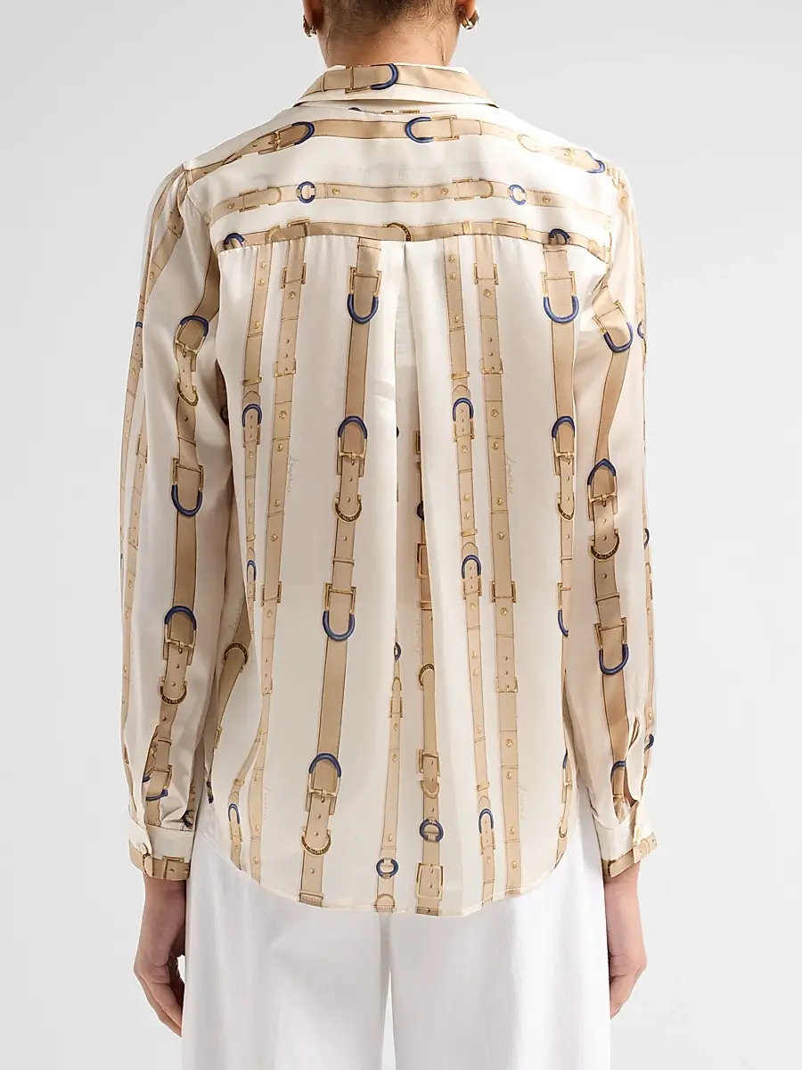 L'Agence Women's Tyler Belt Print Silk Blouse | Thumbnail 3
