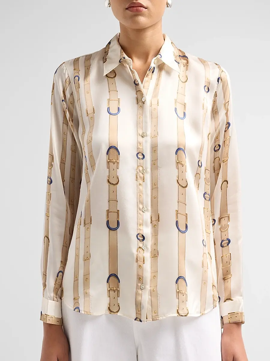 L'Agence Women's Tyler Belt Print Silk Blouse | Thumbnail 5