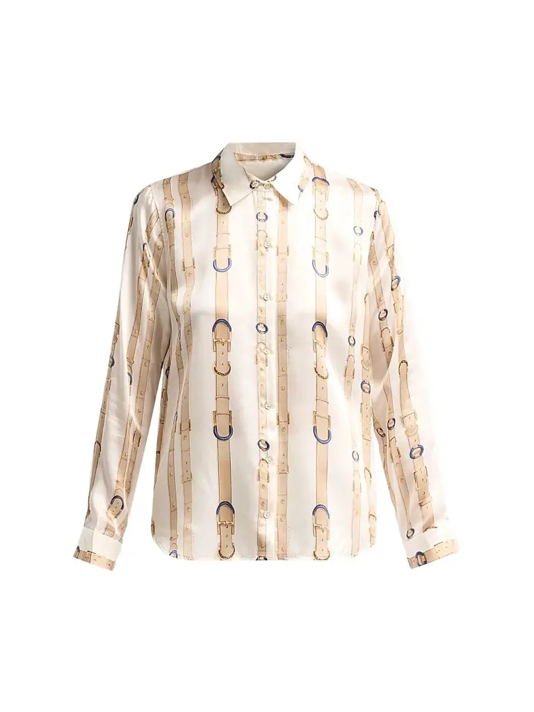 L'Agence Women's Tyler Belt Print Silk Blouse
