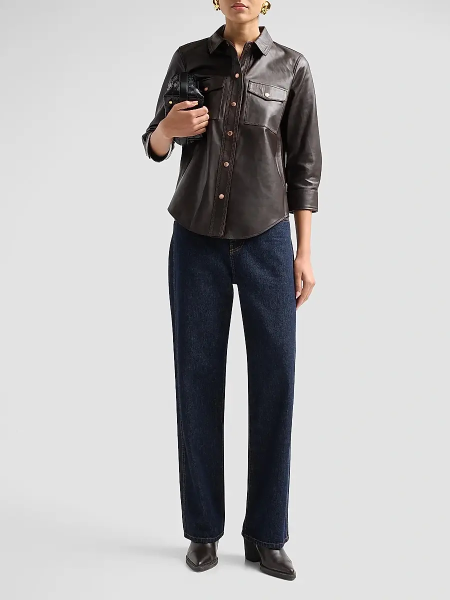 L'Agence Women's Avina Leather Blouse | Thumbnail 2 L'Agence Women's Avina Leather Blouse | Thumbnail 2