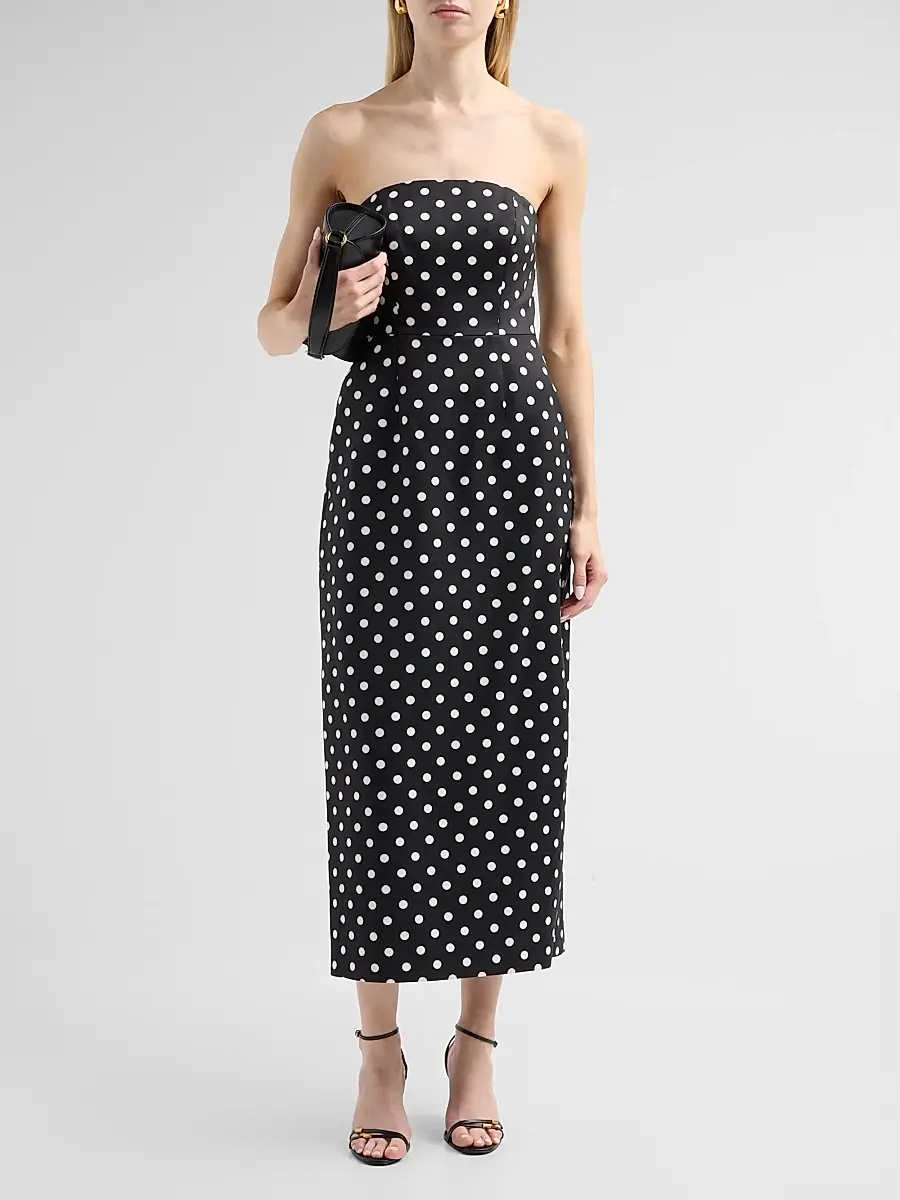 Milly Women's Kait Polka Dot Strapless Midi Dress | Thumbnail 2 Milly Women's Kait Polka Dot Strapless Midi Dress | Thumbnail 2