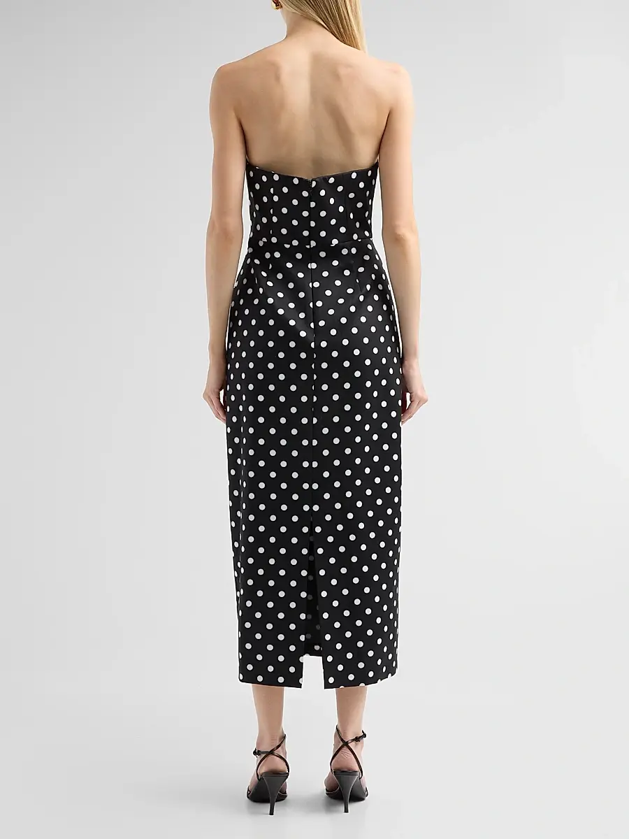 Milly Women's Kait Polka Dot Strapless Midi Dress | Thumbnail 3 Milly Women's Kait Polka Dot Strapless Midi Dress | Thumbnail 3