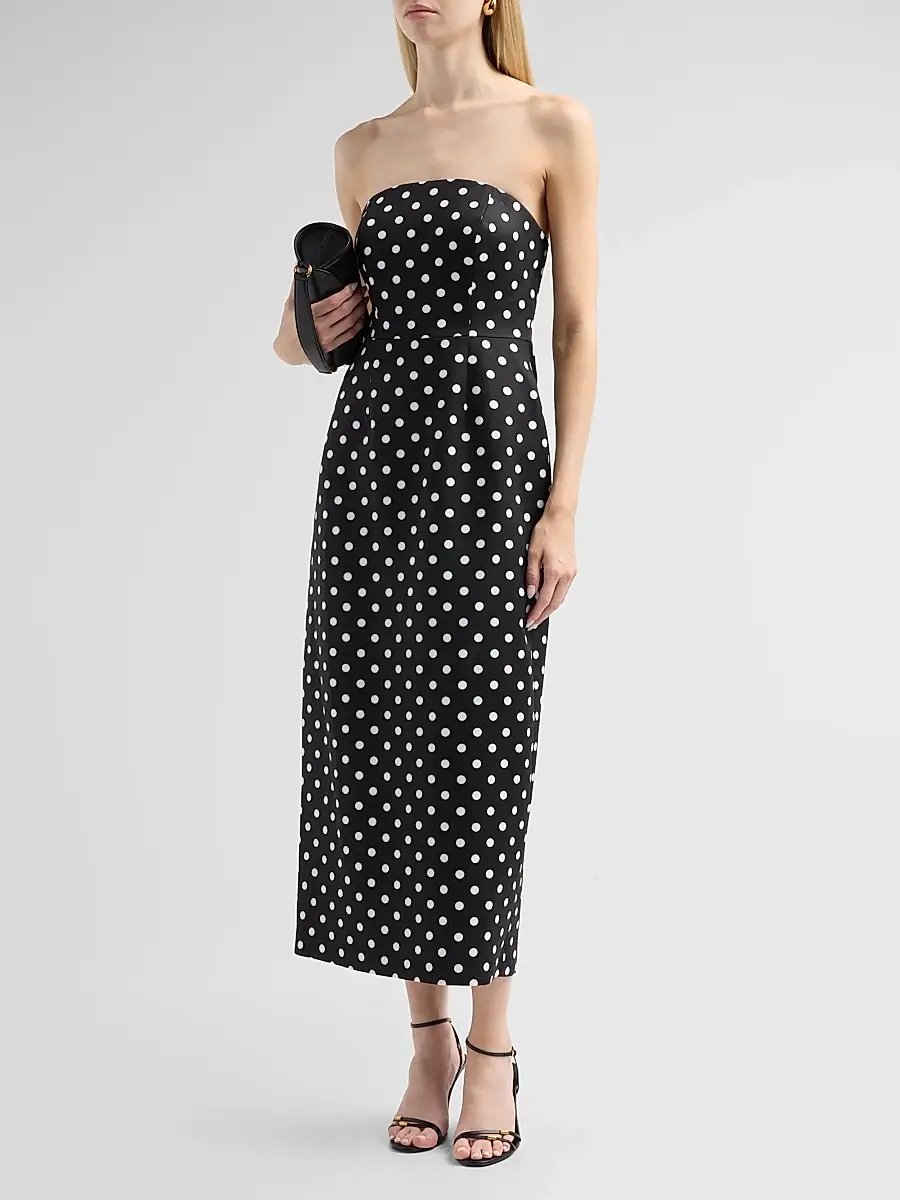 Milly Women's Kait Polka Dot Strapless Midi Dress | Thumbnail 4 Milly Women's Kait Polka Dot Strapless Midi Dress | Thumbnail 4