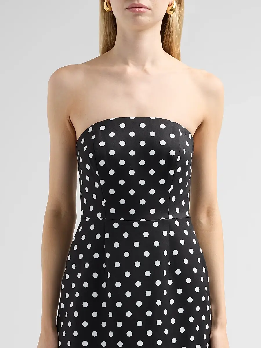 Milly Women's Kait Polka Dot Strapless Midi Dress | Thumbnail 5 Milly Women's Kait Polka Dot Strapless Midi Dress | Thumbnail 5