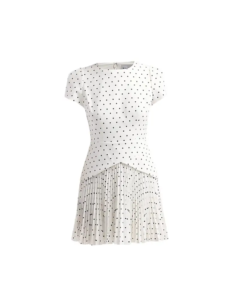 Milly Women's Haddy Polka Dot Layered Mini Dress - Black White | Image 1 Milly Women's Haddy Polka Dot Layered Mini Dress - Black White | Image 1