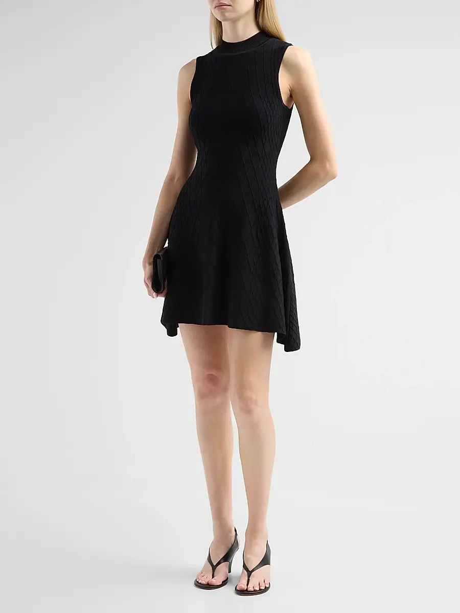 Milly Women's Riley Diamond-Knit Mini Dress | Thumbnail 4 Milly Women's Riley Diamond-Knit Mini Dress | Thumbnail 4