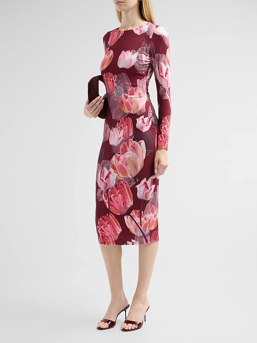 Milly Women's Abbygail Floral Midi Dress | Thumbnail 4 Milly Women's Abbygail Floral Midi Dress | Thumbnail 4