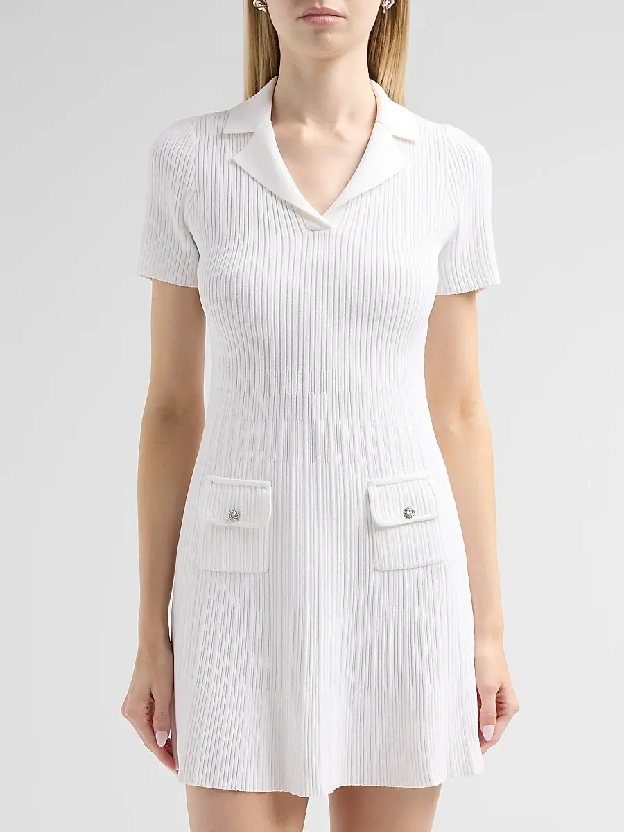 Milly Women's Romy Rib-Knit Polo Mini Dress | Thumbnail 5 Milly Women's Romy Rib-Knit Polo Mini Dress | Thumbnail 5
