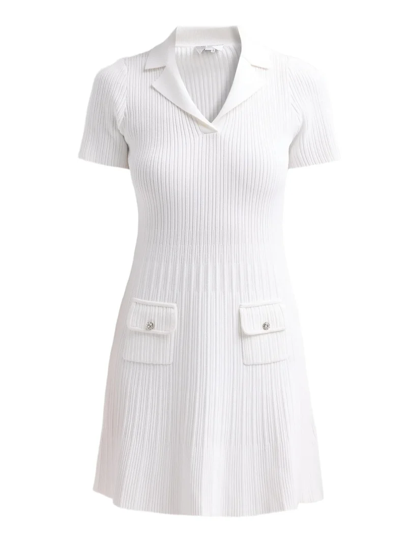 Milly Women's Romy Rib-Knit Polo Mini Dress