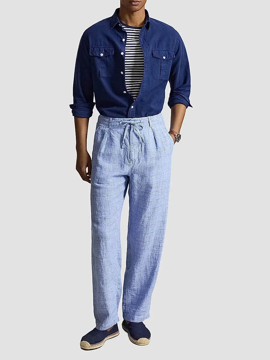 Polo Ralph Lauren Men's Lateef Relaxed-Fit Striped Linen Trousers | Thumbnail 2