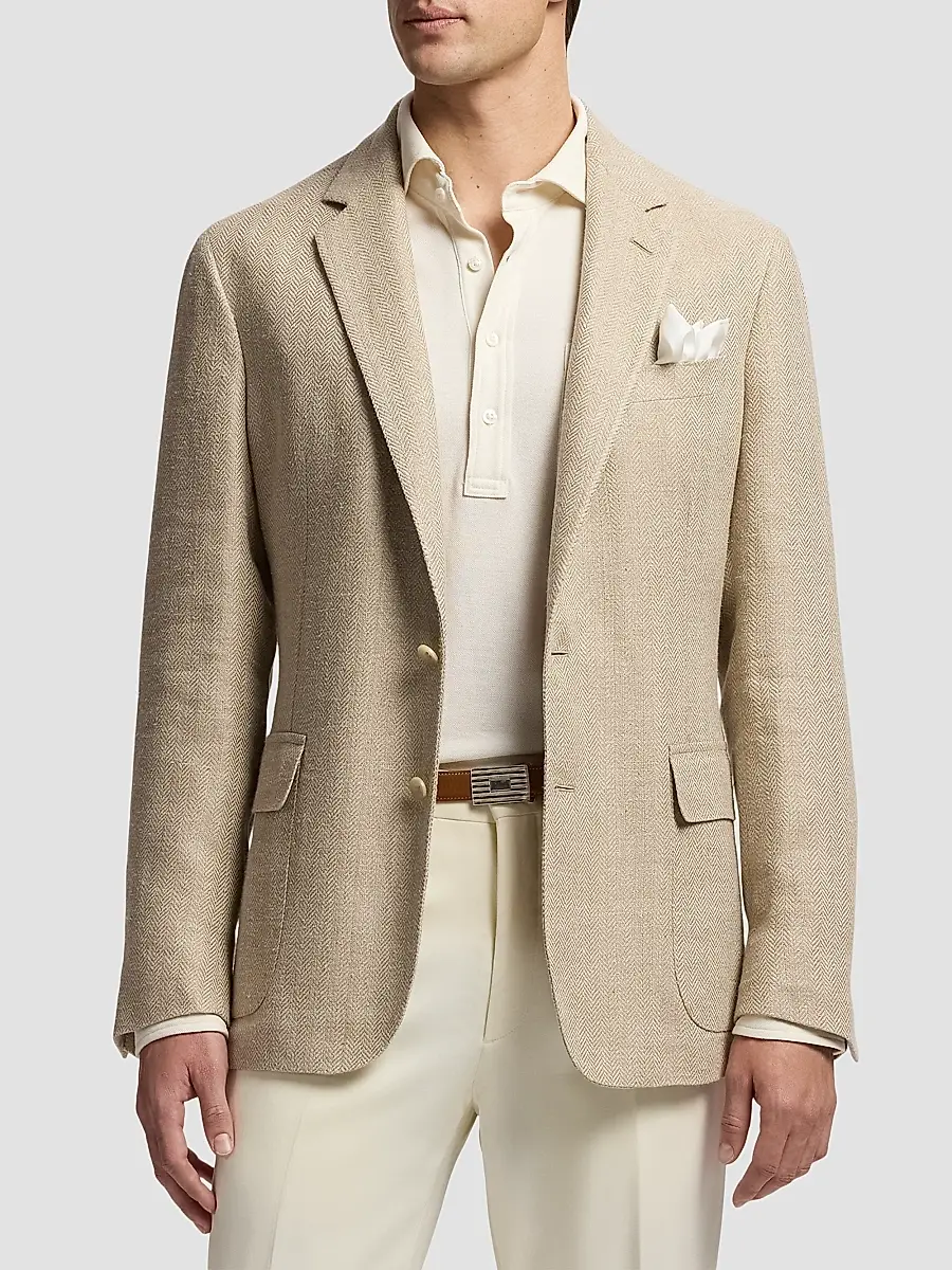 Ralph Lauren Purple Label Men's Herringbone Linen-Blend Sport Coat | Thumbnail 4 Ralph Lauren Purple Label Men's Herringbone Linen-Blend Sport Coat | Thumbnail 4