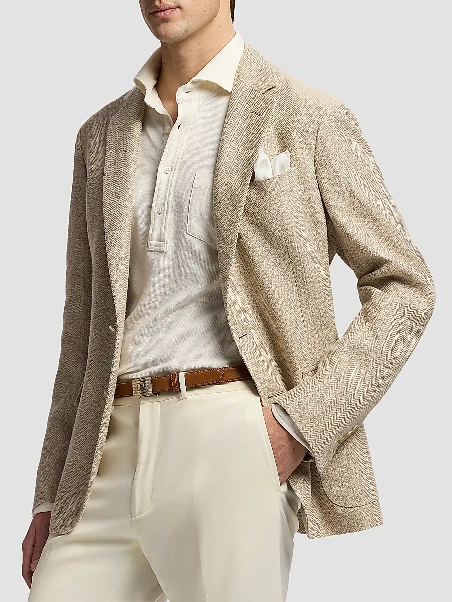 Ralph Lauren Purple Label Men's Herringbone Linen-Blend Sport Coat | Thumbnail 6 Ralph Lauren Purple Label Men's Herringbone Linen-Blend Sport Coat | Thumbnail 6