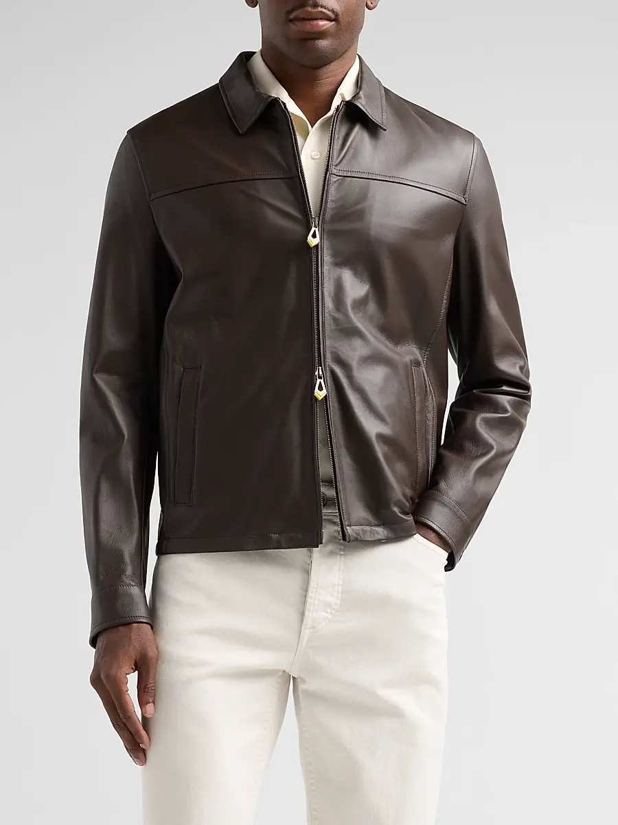 Sartorio Napoli Men's Leather Zip-Front Jacket | Thumbnail 4 Sartorio Napoli Men's Leather Zip-Front Jacket | Thumbnail 4